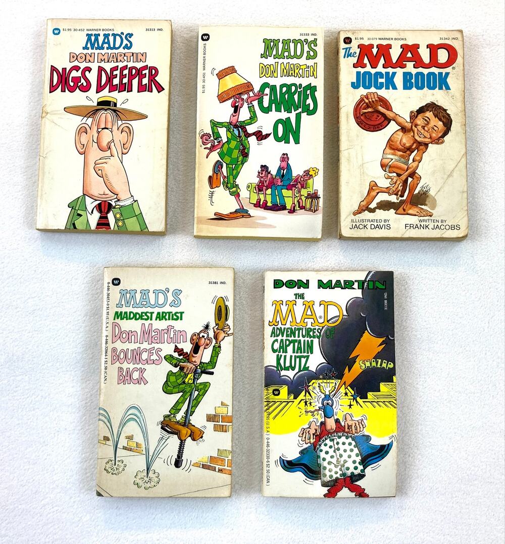 Lot of 5 Vintage MAD Magazine Paperback Books 1970s 1980s Don Martin Funny Books